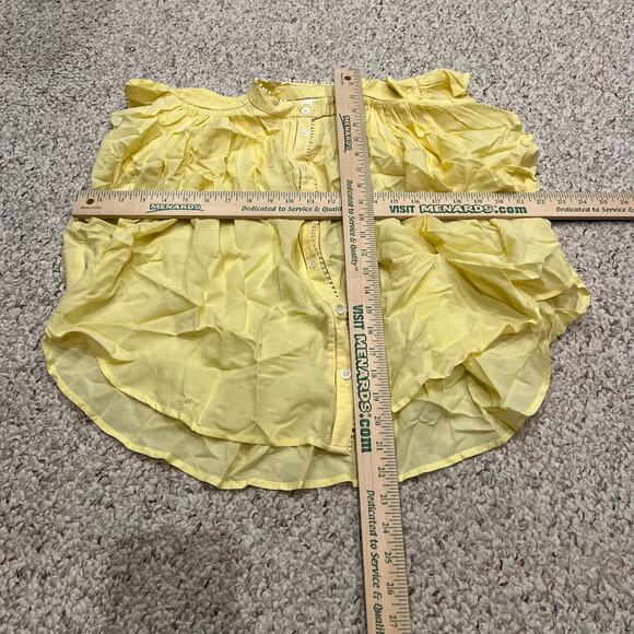 NWT Madewell Shirred Lace Trim Top Sz S Yellow Preppy Casual Boho Cottage - Picture 2 of 7